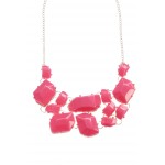 Hot Pink Stone Fragments Bauble Necklace 